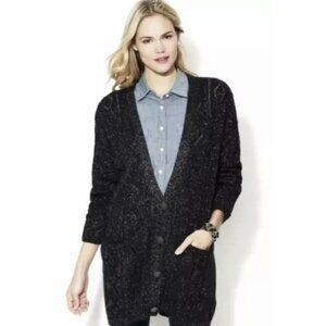 Free People New Romantics Bang Bang Black Metallic Cable Knit Cardigan Medium